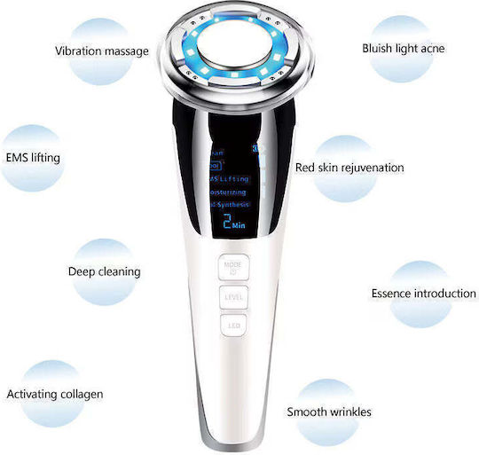 Aparat Facial 5 În 1 Ems Rf Led Multicolor Masaj cu Vibrații Reîncărcabil USB pentru Față și Gât Viacare