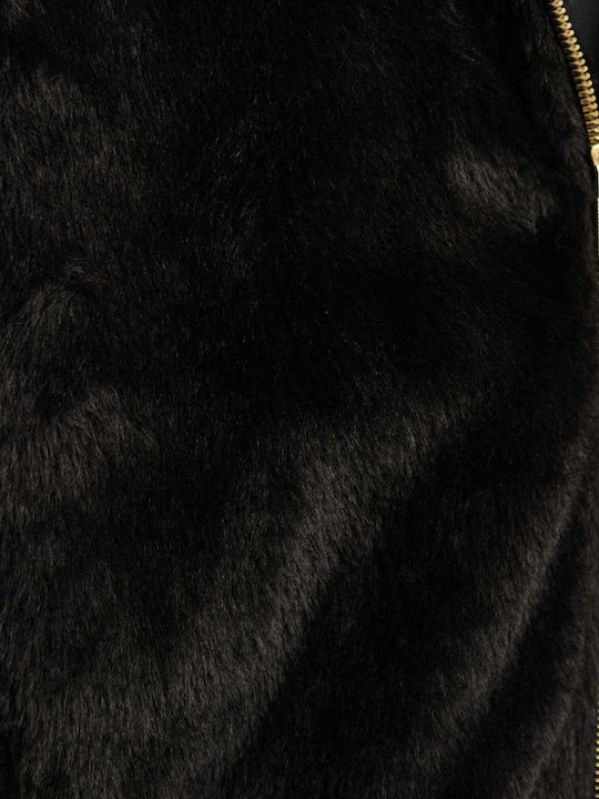 Kinder-Strickjacke Pelzige Schwarz