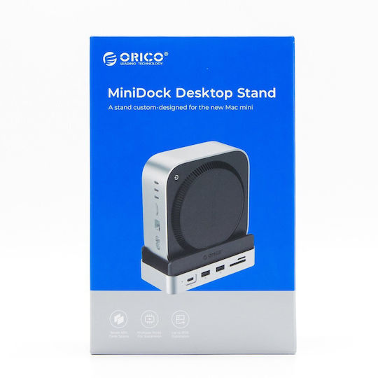 Orico Minidock und Stand USB-C Dockingstationen für Laptops mit HDMI 4K PowerDelivery Ethernet Silber