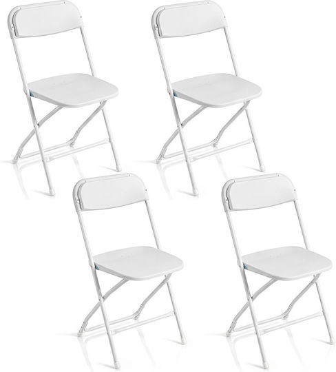 Metal Foldable Dining Chair White 97.5x44x
