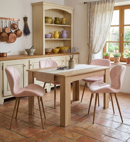 Velvet Dining Chair Light Pink 52x47x46cm