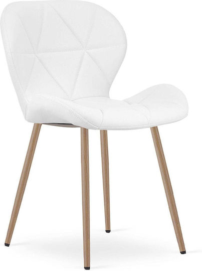 Dining Chair with Artificial Leather Upholstery White 52x47x46cm