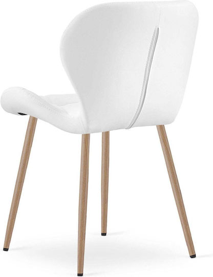 Dining Chair with Artificial Leather Upholstery White 52x47x46cm