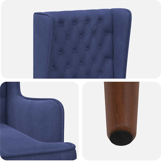 Dining Armchair Velvet Police Blue 64x64x131cm