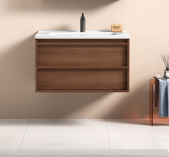 Martin Πάγκος με Νιπτήρα Μ80xΒ49xΥ46cm Wooden Brown
