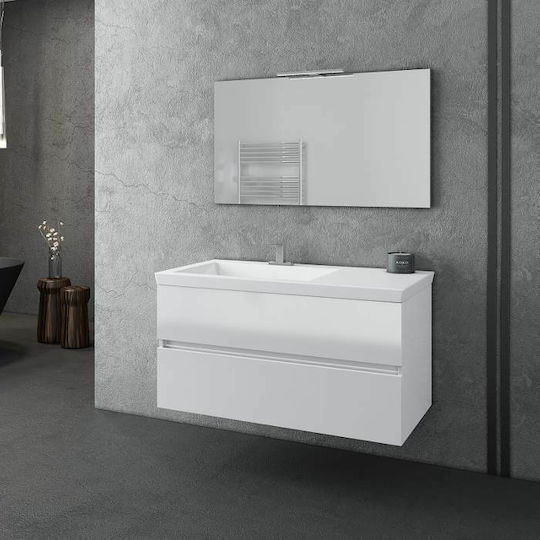 Drop Luxus 100 Πάγκος με Νιπτήρα & Καθρέπτη Μ100xΒ44xΥ16cm Λευκός Drop Luxus 100 Πάγκος με Νιπτήρα & Καθρέπτη Μ100xΒ44xΥ16cm Λευκός