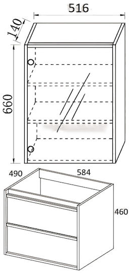 Martin Badezimmer Waschtisch-Einheit mit Waschbecken M60xB49xH46cm Holz Braun