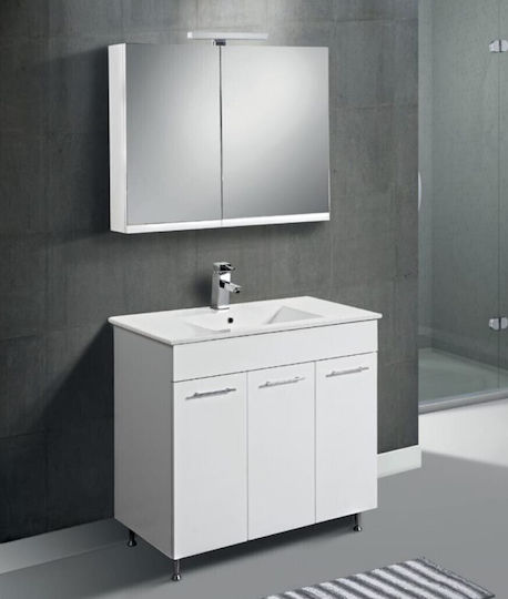 Mabo Apia Blat cu Lavoar & Oglindă Lac Mat L120xW45xH87cm Alb
