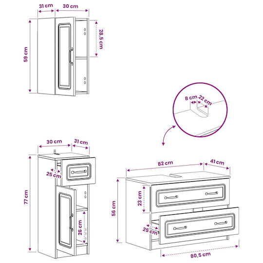 vidaXL Bathroom Vanity Unit Without Sink W82xD41xH59cm White