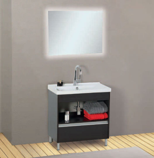 Pro Bagno Neanthis 935 Blat cu Lavoar & Oglindă cu lumină L80xW45xH85cm Negru