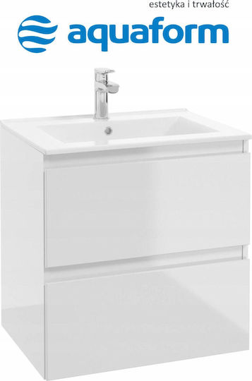 Aquaform Unitate De Mobilier Pentru Baie Cu Chiuvetă M60xA60xÎ45cm Albă Strălucitoare