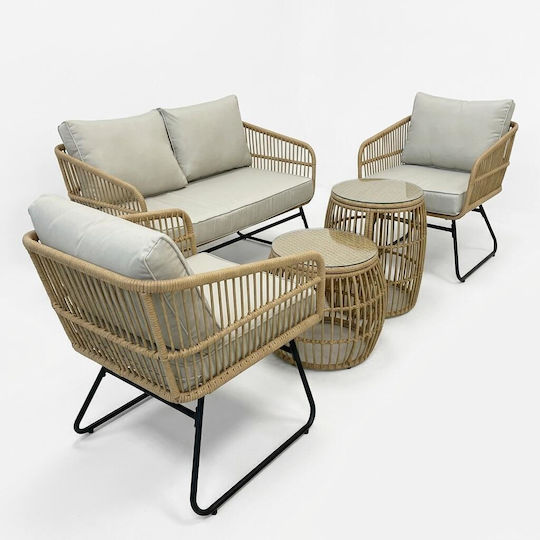 Garten- und Outdoor-Möbelsets Ria 5 Stück Schwarz mit Kissen Garten- und Outdoor-Möbelsets Ria 5 Stück Schwarz mit Kissen