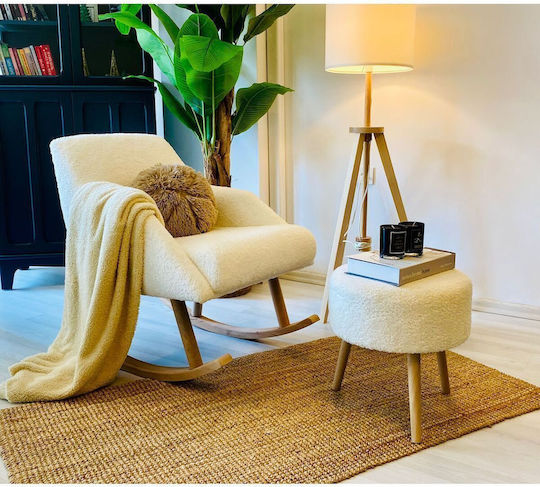 Ergonomică Scaun De Relaxare Living Bază Curbată Lemn Alb 60x65x45 Cm