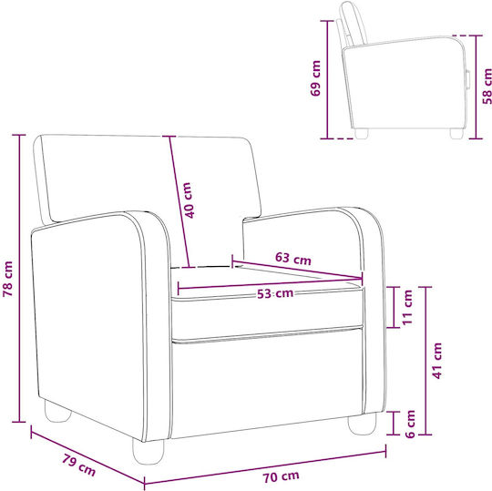 Relax Velvet Pink Armchair 70x79x78cm