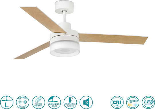 Faro Barcelona Ice L Speaker 3000K Ανεμιστήρας Οροφής 132cm με Φως Λευκός