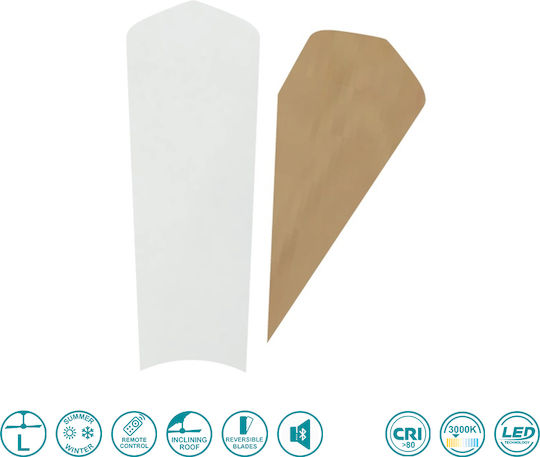 Faro Barcelona Ice L Speaker 3000K Ανεμιστήρας Οροφής 132cm με Φως Λευκός