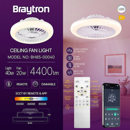 Braytron Плафон 17см с Бял Светлина