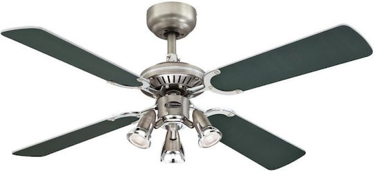 Westinghouse Princess Euro Ανεμιστήρας Οροφής 105cm με Φως Chrome/Dark Pewter