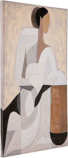 Panou Pânză Figură Feminină Albă Albastru Închis Maro 80x3.5x120cm-812-20102