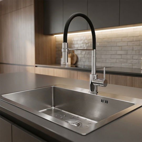 Sanitec Vision Drop-In Küchenspüle Inox Satiniert M60xB50cm Silber
