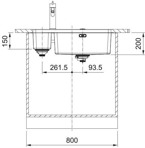 Franke Mythos Myx 160-50-16 122.0703.896 Unterbau Spüle Rechts Inox B55.5xT43cm Silber