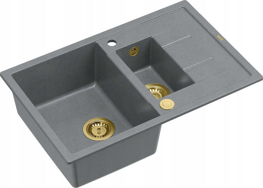 GraniteQ Morgan 156 Drop-In Кухненски Мивка от Течен Гранит М60xП Сива