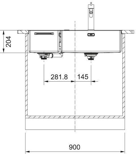 Franke Box Center Bwx 220-54-27 Вграден Кухненски Мивка Вдясно Inox Гладко (Сатенено Покритие) Дължина 86xШирина 51см Сребрист