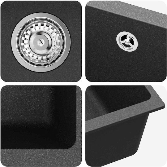 vidaXL Drop-In Kitchen Sink Made of Liquid Granite M53xW46cm Grey