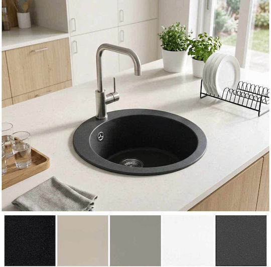 vidaXL Drop-In Küchenspüle aus Flüssigem Granit M50,5xP29cm Grau