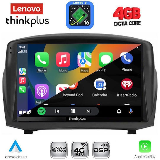 Lenovo Car Audio System for Ford Fiesta 2008-2017 (Bluetooth/USB/WiFi/GPS/Apple CarPlay/Android Auto) with 9" Touch Screen