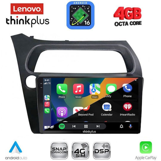 Lenovo Car Audio System for Honda Civic 2006-2012 with Clima Bluetooth USB WiFi GPS Apple CarPlay Android Auto with 9" Touch Screen