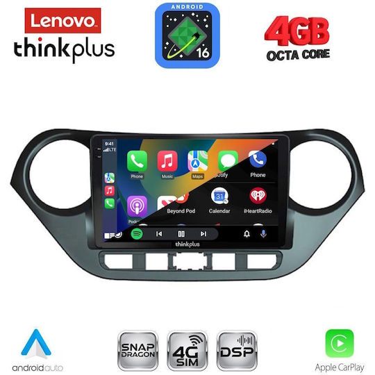 Lenovo Car Audio System for Hyundai i10 2014-2020 (Bluetooth/USB/WiFi/GPS/Apple CarPlay/Android Auto) with 9" Touch Screen