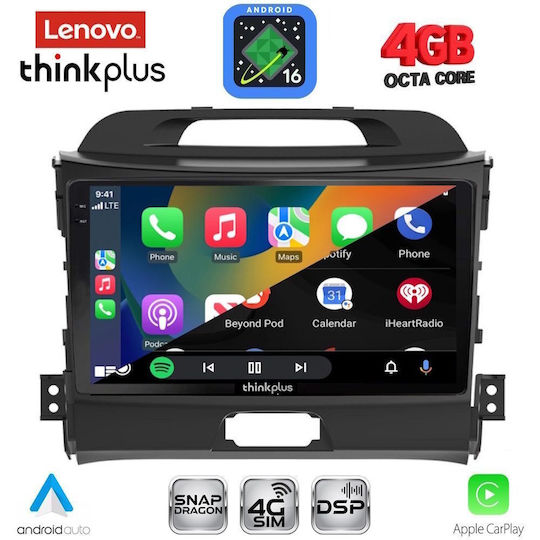 Lenovo Автомобилна Аудио Система за Kia Sportage 2010-2015 (Bluetooth/USB/Вграден Wi-Fi/GPS/Apple CarPlay/Android Auto) с Touch Screen 9"