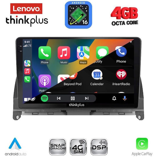 Lenovo Автомобилна Аудио Система за Mercedes-Benz C Class 2007-2011 (Bluetooth/USB/Вграден Wi-Fi/GPS/Apple CarPlay/Android Auto) с Touch Screen 9"