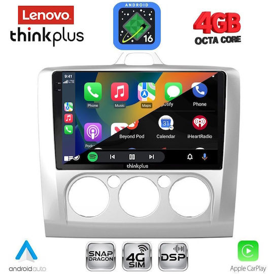 Lenovo Sistem Audio Auto pentru Ford Focus 2005-2012 cu A/C (Bluetooth/USB/Wi-Fi/GPS/Apple CarPlay/Android Auto) cu Ecran Tactil 9"