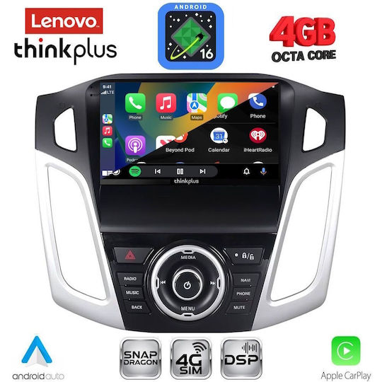 Lenovo Sistem Audio Auto pentru Ford Focus 2011-2018 Bluetooth USB Wi-Fi GPS Apple CarPlay Android Auto cu Ecran Tactil 9"