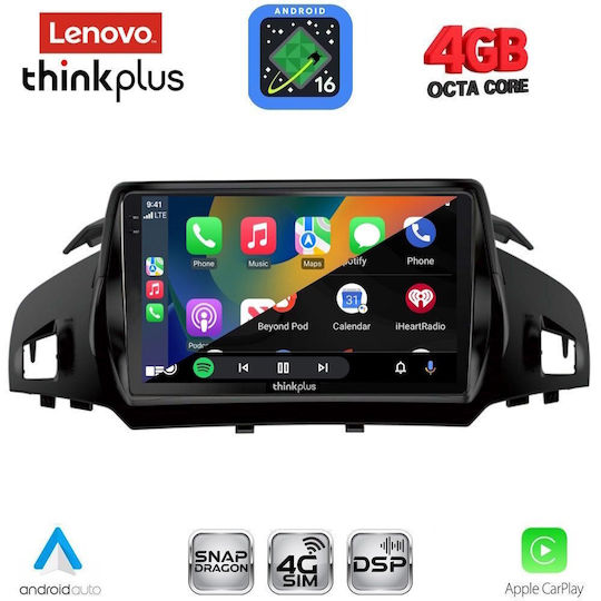 Lenovo Автомобилна Аудио Система за Ford Kuga / C-Max 2013-2019 (Bluetooth/USB/Wi-Fi/GPS/Apple CarPlay/Android Auto) с Touch Screen 9"