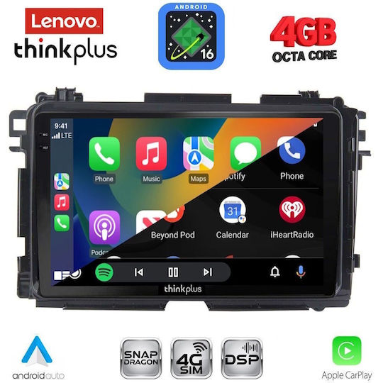 Lenovo Автомобилна Аудио Система за Honda HR-V 2015-2021 (Bluetooth/USB/Вграден Wi-Fi/GPS/Apple CarPlay/Android Auto) с Touch Screen 9"