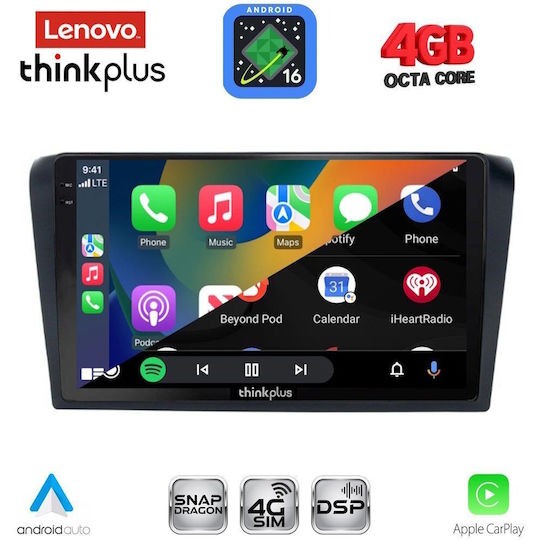Lenovo Автомобилна Аудио Система За Mazda 3 2003-2008 С Clima (Bluetooth/USB/Вграден Wi-Fi/GPS/Apple CarPlay/Android Auto) С Touch Screen 9"