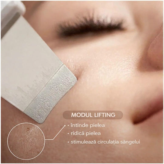 Dispozitiv Ultrasonic Pentru Curățare Facială Funcție Hidratare Peeling 4 Moduri Reîncărcabil Usb Alb