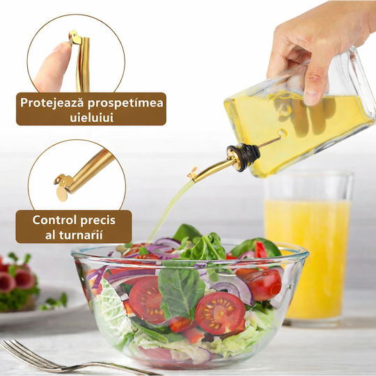 Set 4 Square Bottles Oil Vinegar & Liquid Spices 350 Ml Drip-proof Dispenser Labels Included