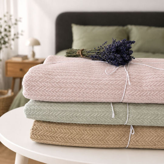 Pucioasa Knitted Single Blanket 160x220cm Pink Pucioasa Knitted Single Blanket 160x220cm Pink