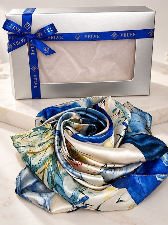 Velve Damen Seide Schal Blau