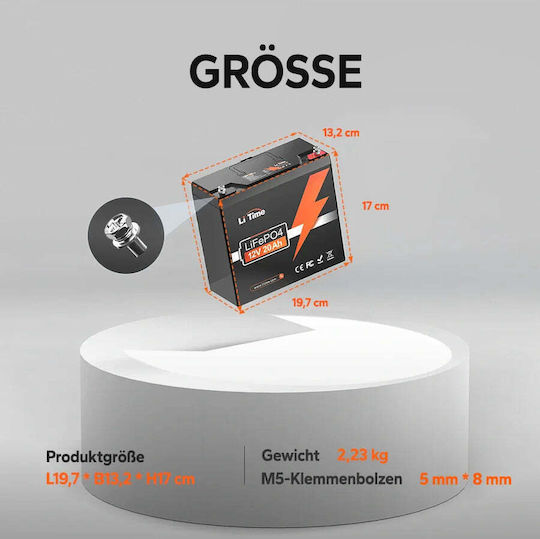 Litime 12v 20ah Lifepo4 Deep Cycle Battery 20a Bms 256wh