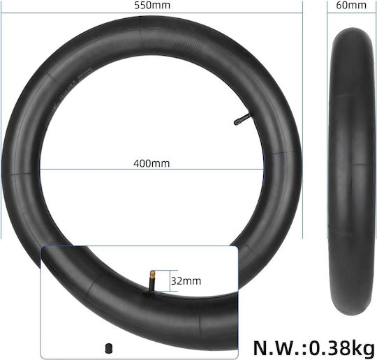 Set 2 Anvelope Fat Bike 20 X 4.0 Typec Anvelopă Butilică Valvă Dreaptă Schrader Automată Compatibile Cu Biciclete Electrice E-bike 20 Inch