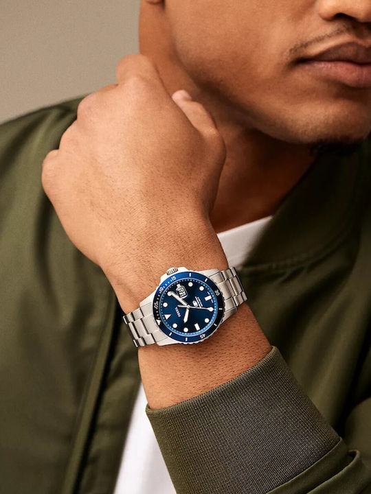 Fossil Blue Dive Men's Watch 42mm Battery Stainless Steel Bracelet Silver