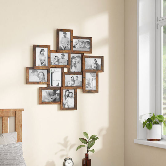 Songmics Wooden Wall Photo Frame with Brown Frame