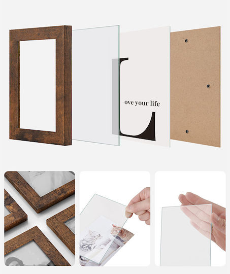 Songmics Wooden Wall Photo Frame with Brown Frame