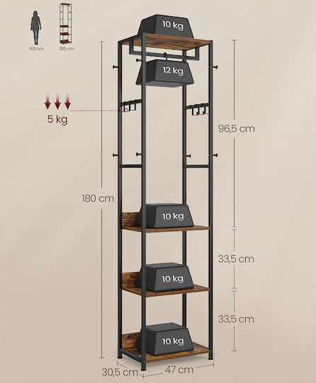 Hallway Furniture with Hanger Black / Brown 47x30.5x180cm