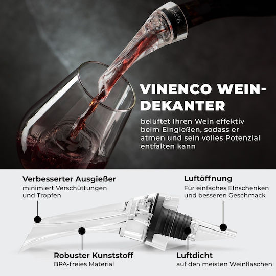 Picurător Aerator Vin Dop Distilator Sistem Anti-Picurare Fixare Sticlă Negru Transparent